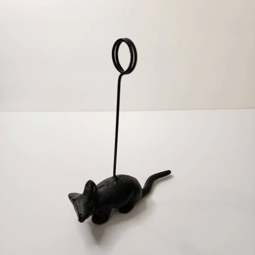 Cast Iron Rat Photo Holder New Without Tags